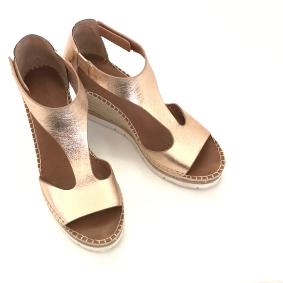 GENTLE SOULS Elyssa T-Strap Espadrille Wedge Sandals Rose Gold Women’s Size 9.5 - Picture 1 of 16